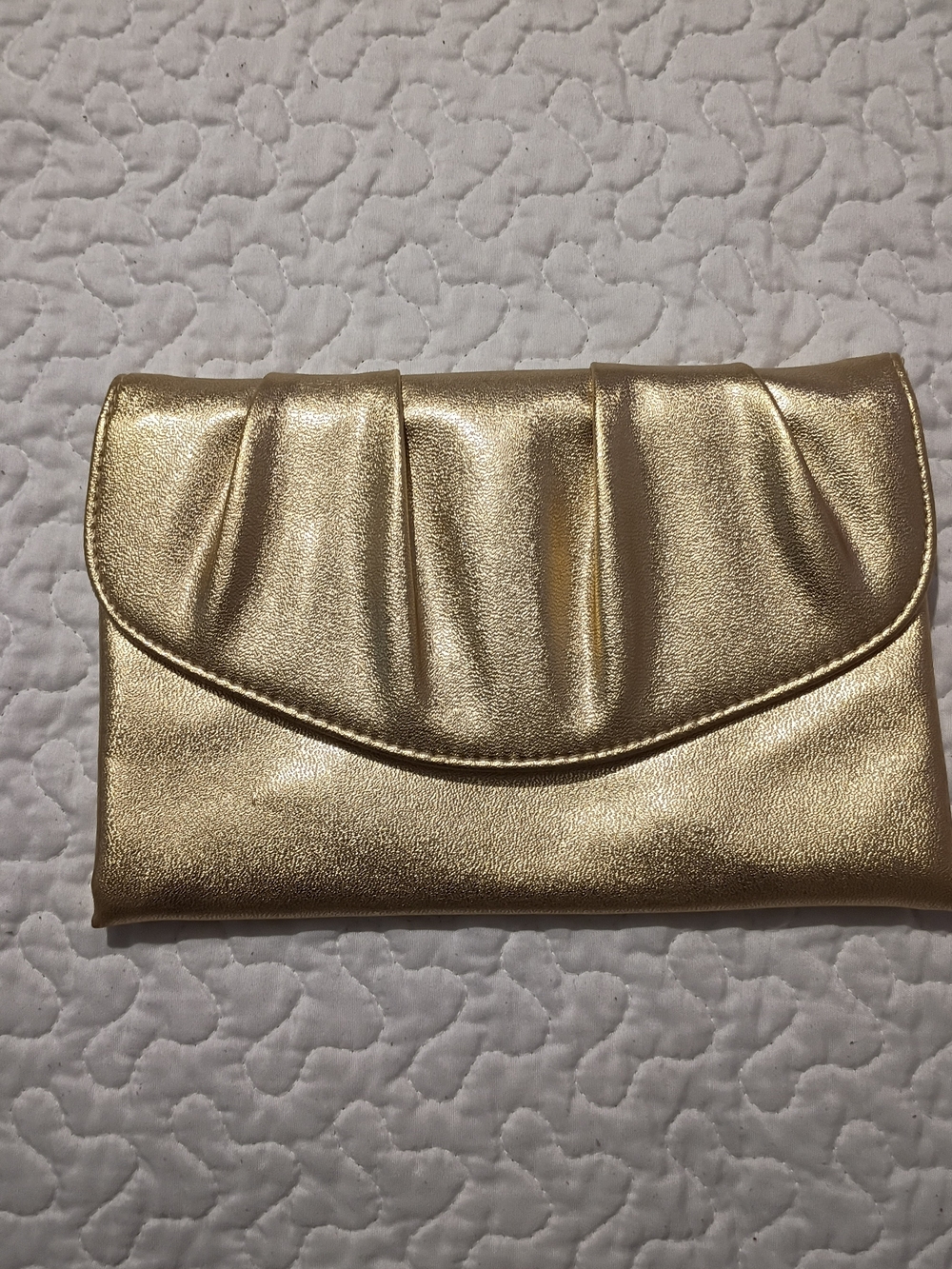 Vintage Gold Metallic Pleated Evening Clutch Bag